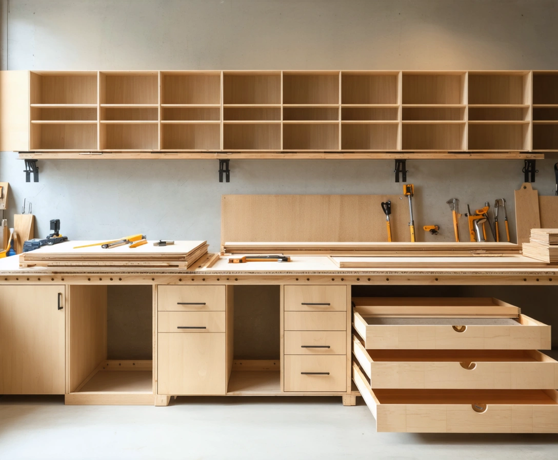 Cabinet maker assembling dovetail joint in a well-lit workshop