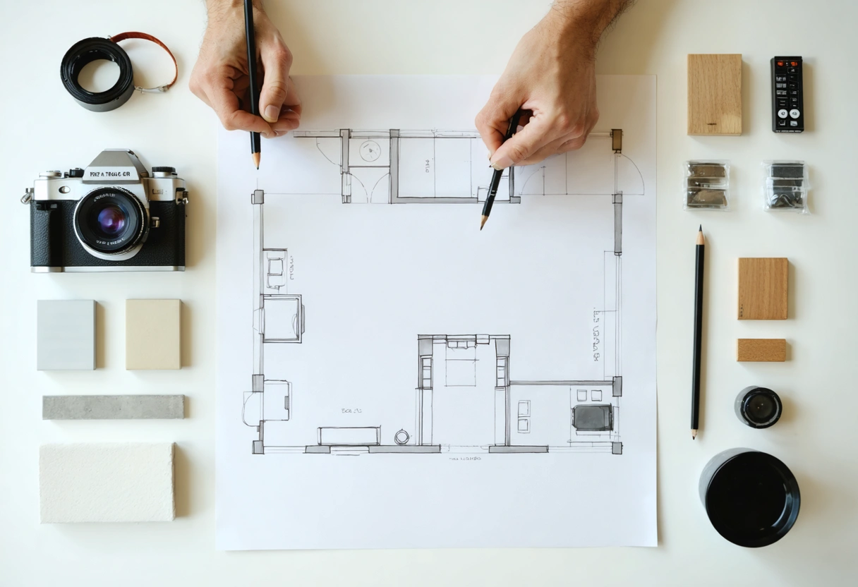 Homeowner measuring bedroom space for a new closet system