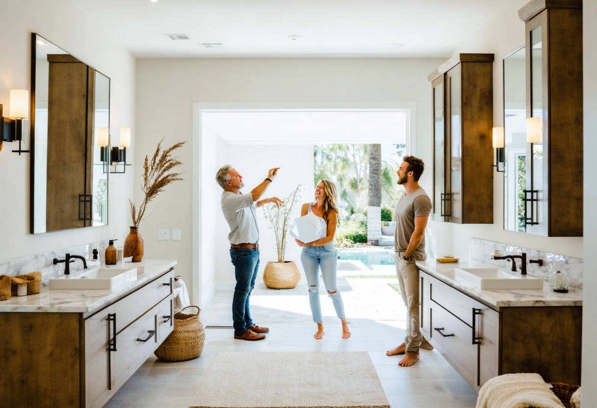 wide-natural-eye-level-hero-photograph-of-WHhMw0 Designer and homeowners compare custom vanities in a sunlit studio